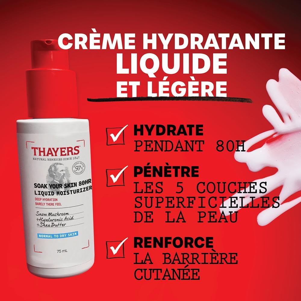 THAYERS dispense close-up of liquid droplet highlighting fast-absorbing texture benefit