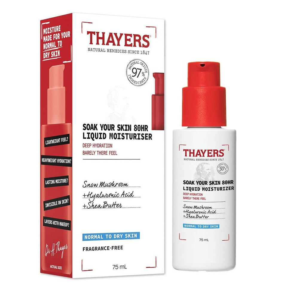THAYERS front bottle shot showing moisturizing 2.5 oz packaging and product details