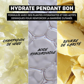 THAYERS ingredient label close-up highlighting Snow Mushroom and Hyaluronic Acid benefits