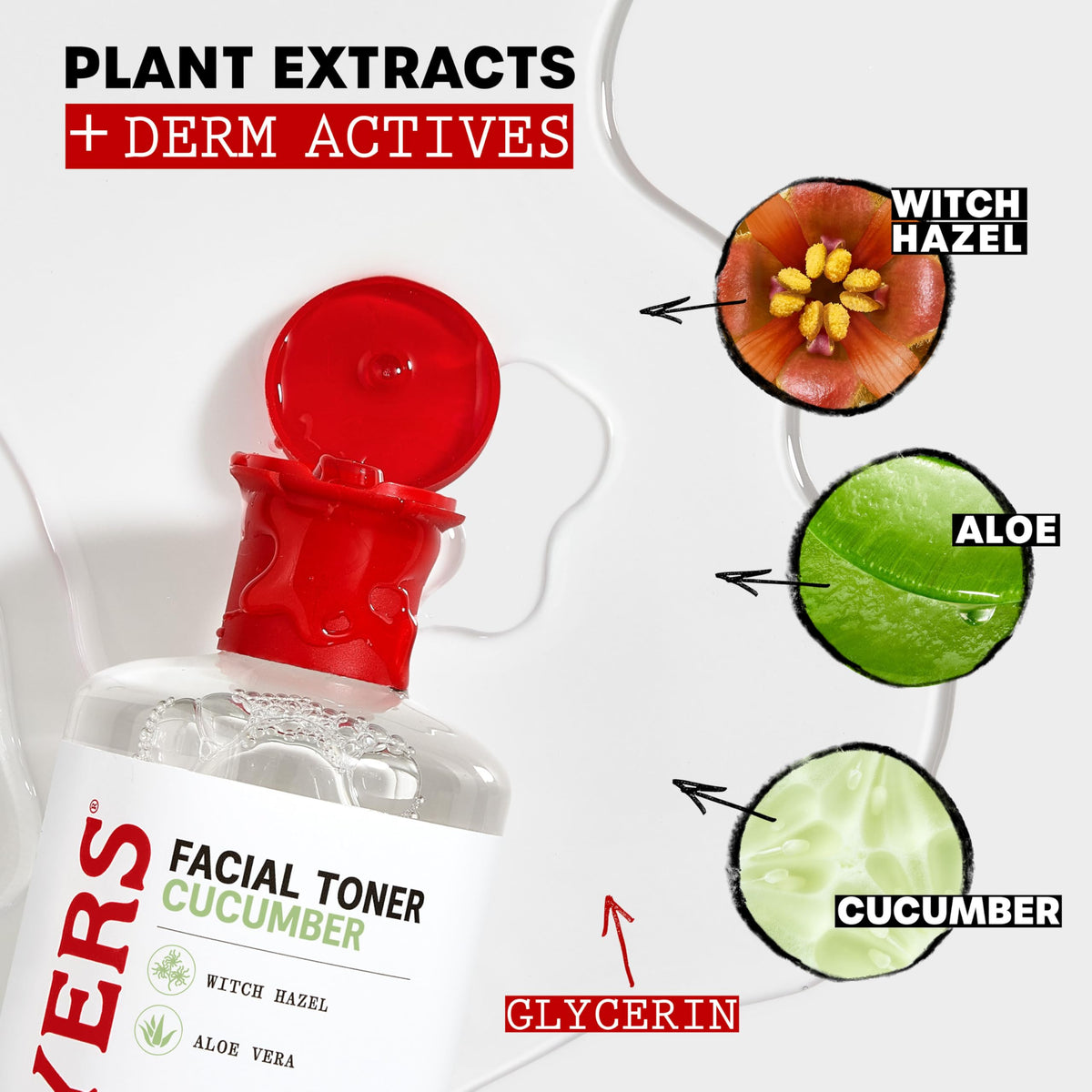 Cotton pad soaked with Thayers toner demonstrating gentle cleansing