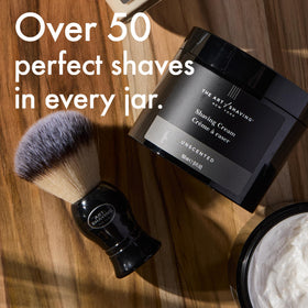 The Art of Shaving cream applied to beard showing softened hair ready to shave