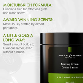 The Art of Shaving creamy lather close-up showing rich foam for improved razor glide and protection