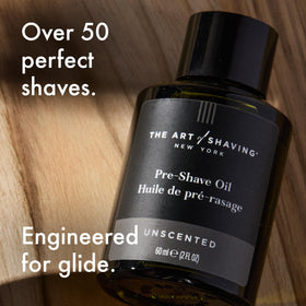Label detail on The Art of Shaving bottle showing ingredient transparency benefit