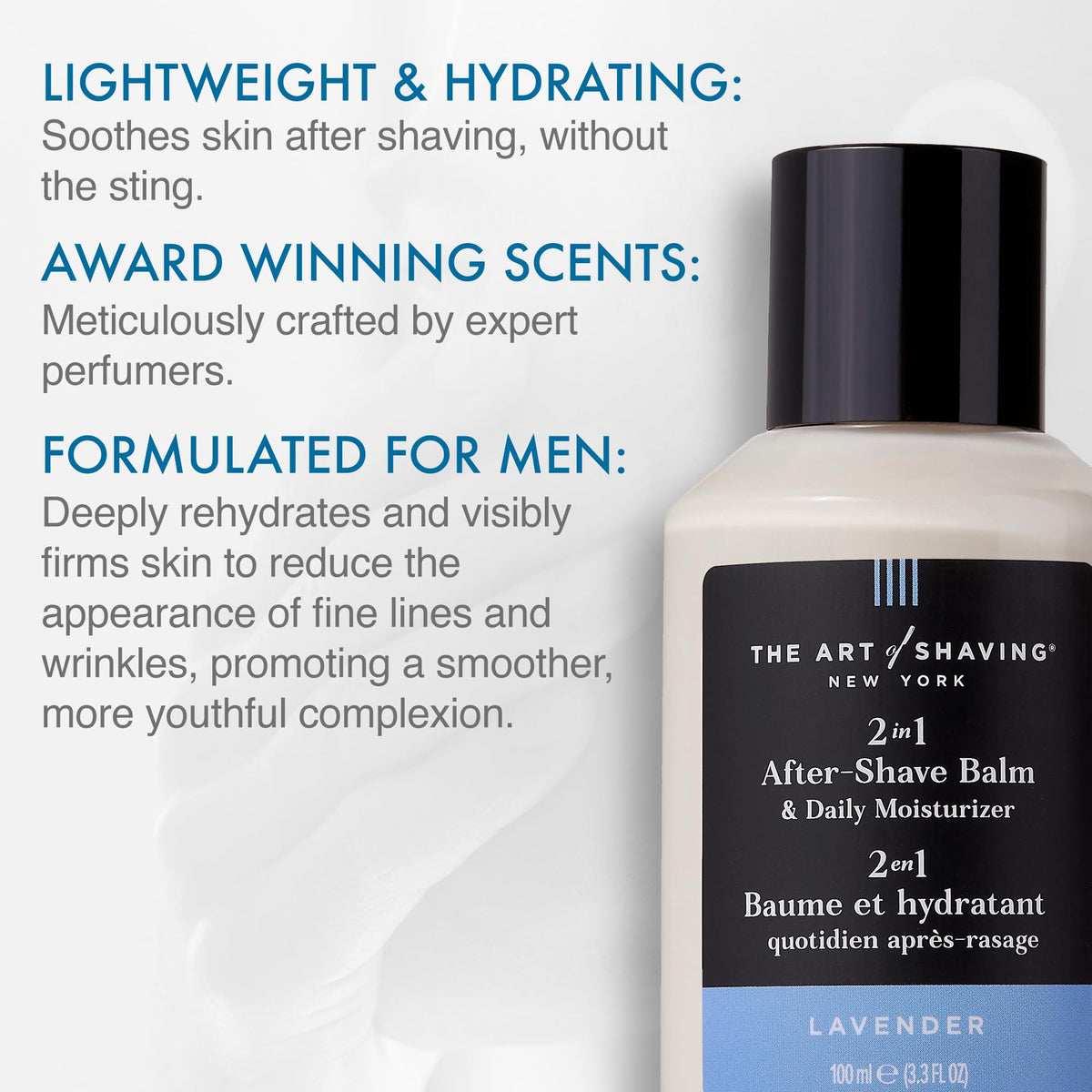 The Art of Shaving pump close-up illustrating easy dispensing and mess-free use benefit