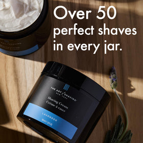 The Art of Shaving label detail showing ingredients and sensitive skin testing