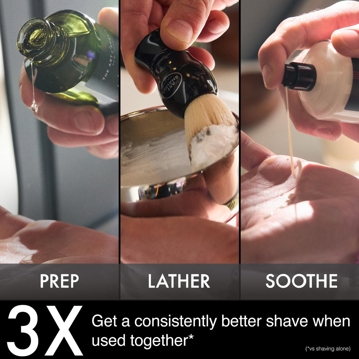 The Art of Shaving packaging label detail emphasizing hypoallergenic formulation