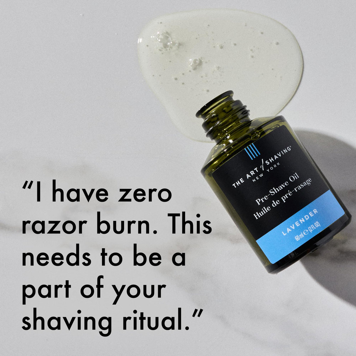 The Art of Shaving oil on bathroom counter with towel showing refined everyday grooming scene