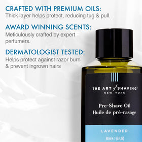 The Art of Shaving open cap and dropper showing precise dispensing and easy control