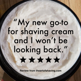 The Art of Shaving cream paired with aftershave in a lifestyle shot conveying a refined grooming ritual