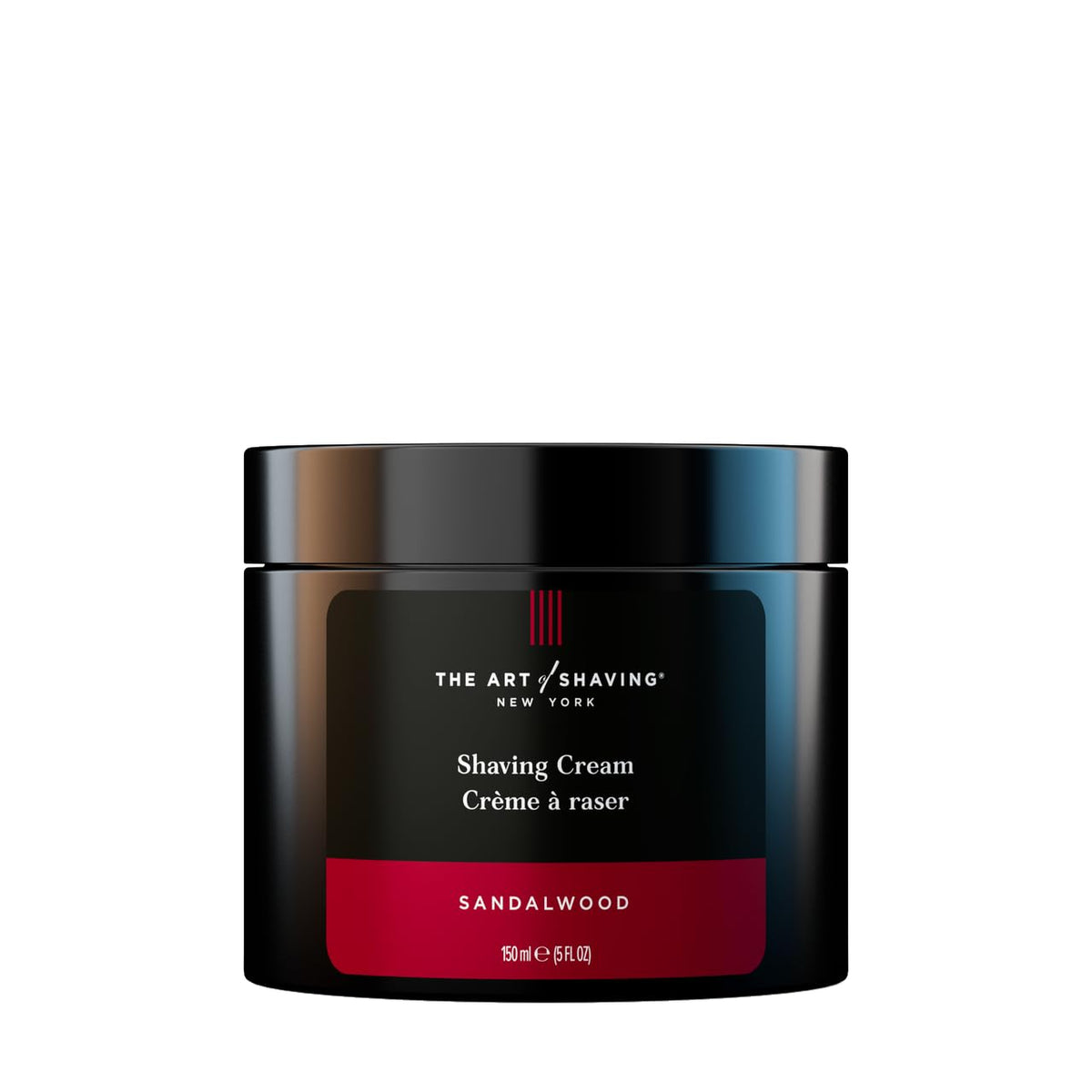 The Art of Shaving front jar view showing premium sandalwood packaging and clear product identity
