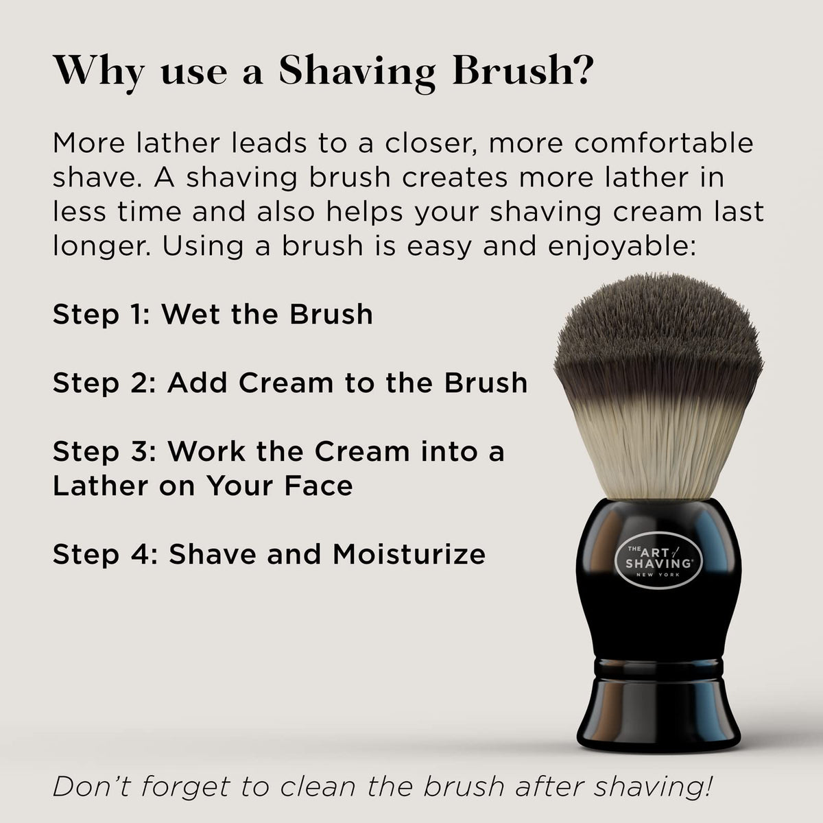The Art of Shaving sandalwood applied on face with brush demonstrating protective shave benefit