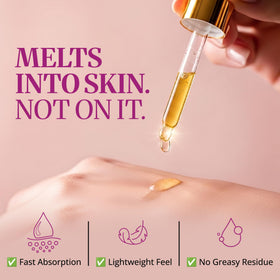 The Ayurveda Experience Kesaradi oil applied on hand, showing non-greasy finish and smooth hydration