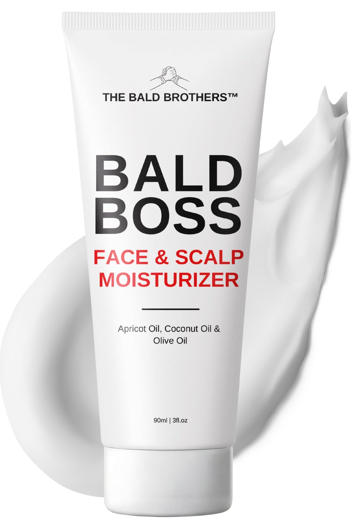 The Bald Brothers front packaging showing bottle and matte finish, hydration benefit
