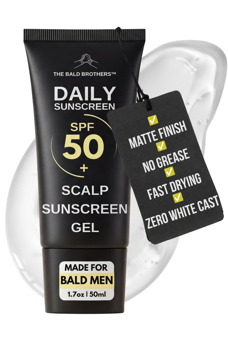 The Bald Brothers front tube showing branding and size for clear recognition and convenience