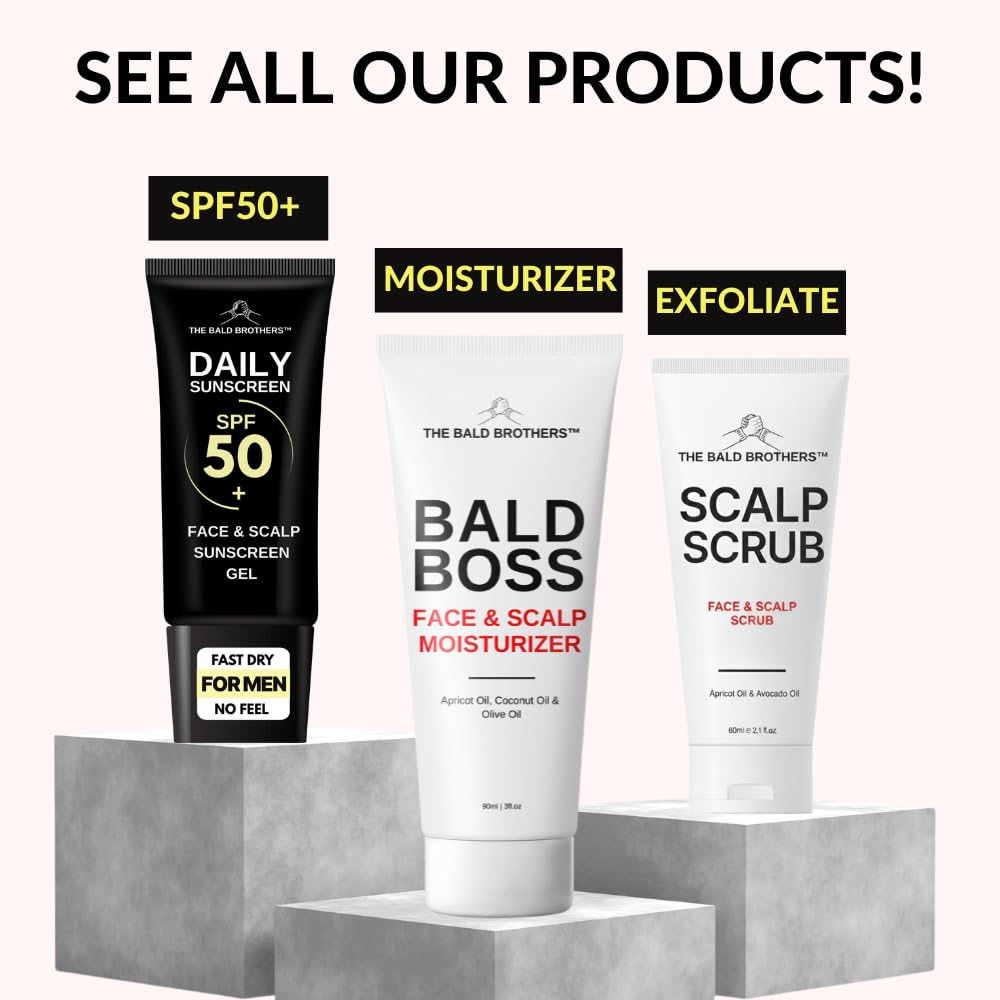 The Bald Brothers in use outdoors on bald head demonstrating non-greasy comfort benefit