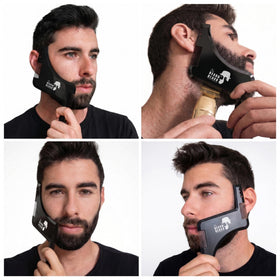 The BEARD BLACK in use with trimmer showing faster accurate edging at home