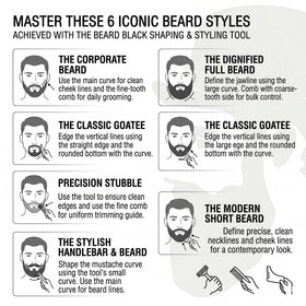 The BEARD BLACK neckline template showing curved guide to prevent over-trimming