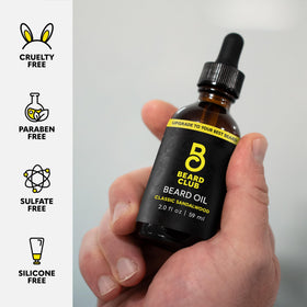 The Beard Club 2oz bottle next to ruler showing compact travel size