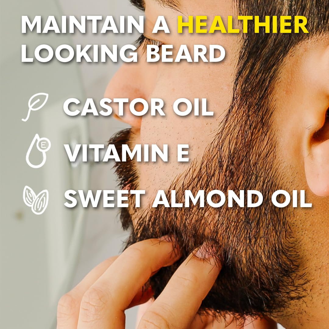 The Beard Club beard shampoo bottle standing upright with moisturizing benefit highlighted