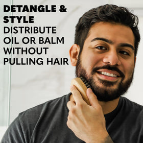 The Beard Club boar bristle brush closeup demonstrating even product distribution