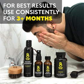 The Beard Club full kit contents flatlay showing complete grooming set benefit