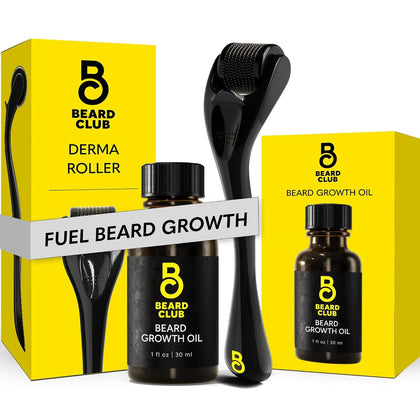 The Beard Club derma roller front view showing compact kit and control