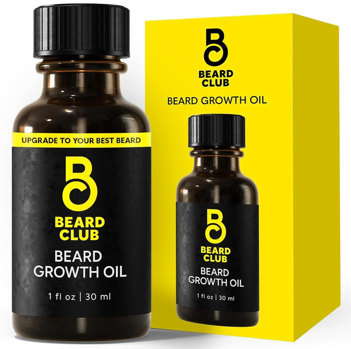 The Beard Club front bottle showing product and quick benefit