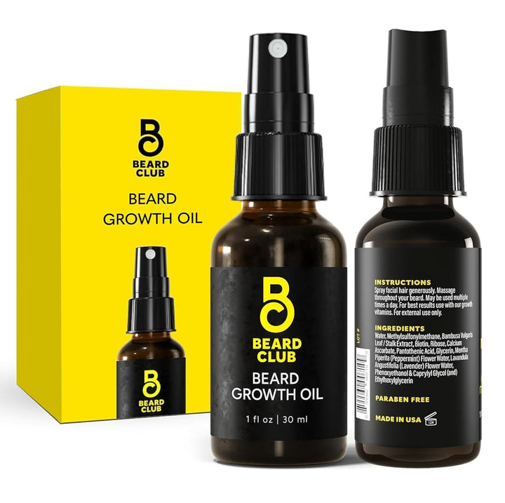 The Beard Club front bottle showing label and sleek packaging for easy identification and benefit