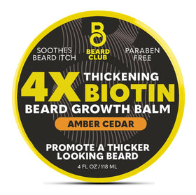 The Beard Club jar front view showing amber cedar scent and 4 oz size for everyday conditioning