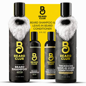The Beard Club front packaging showing both wash and conditioner for easy grooming
