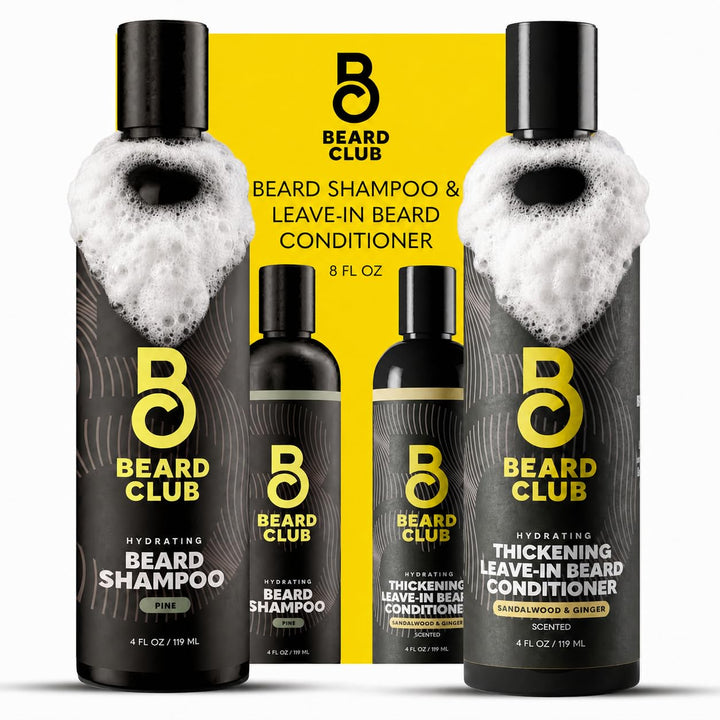 The Beard Club front packaging showing both wash and conditioner for easy grooming