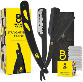 The Beard Club front view of straight razor kit showing complete set and premium look