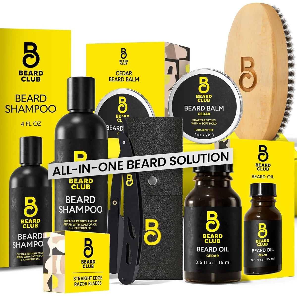 The Beard Club front packaging showing full kit and clear gift presentation