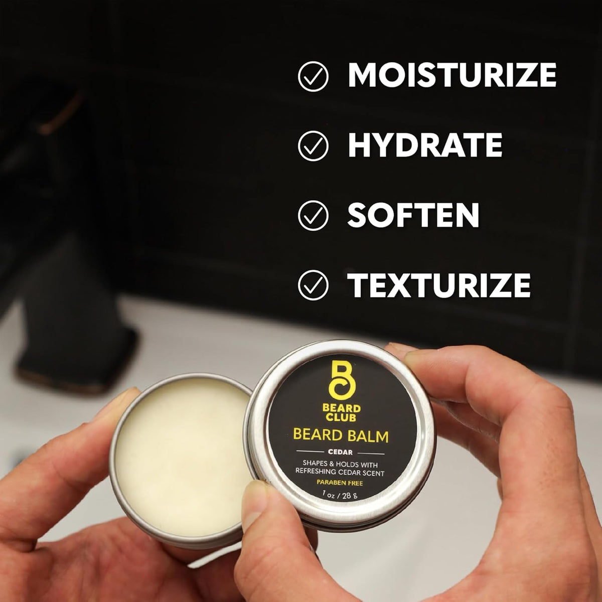 The Beard Club product in use applying oil and balm for smoother beard