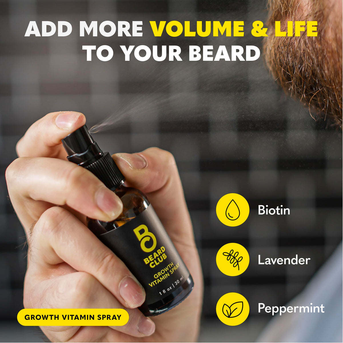 The Beard Club lifestyle shot of man applying oil for softer, manageable beard