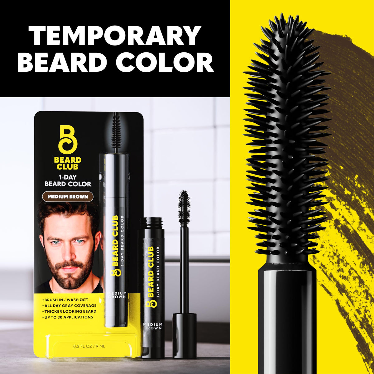 The Beard Club next to a travel kit showing compact size and portability benefit