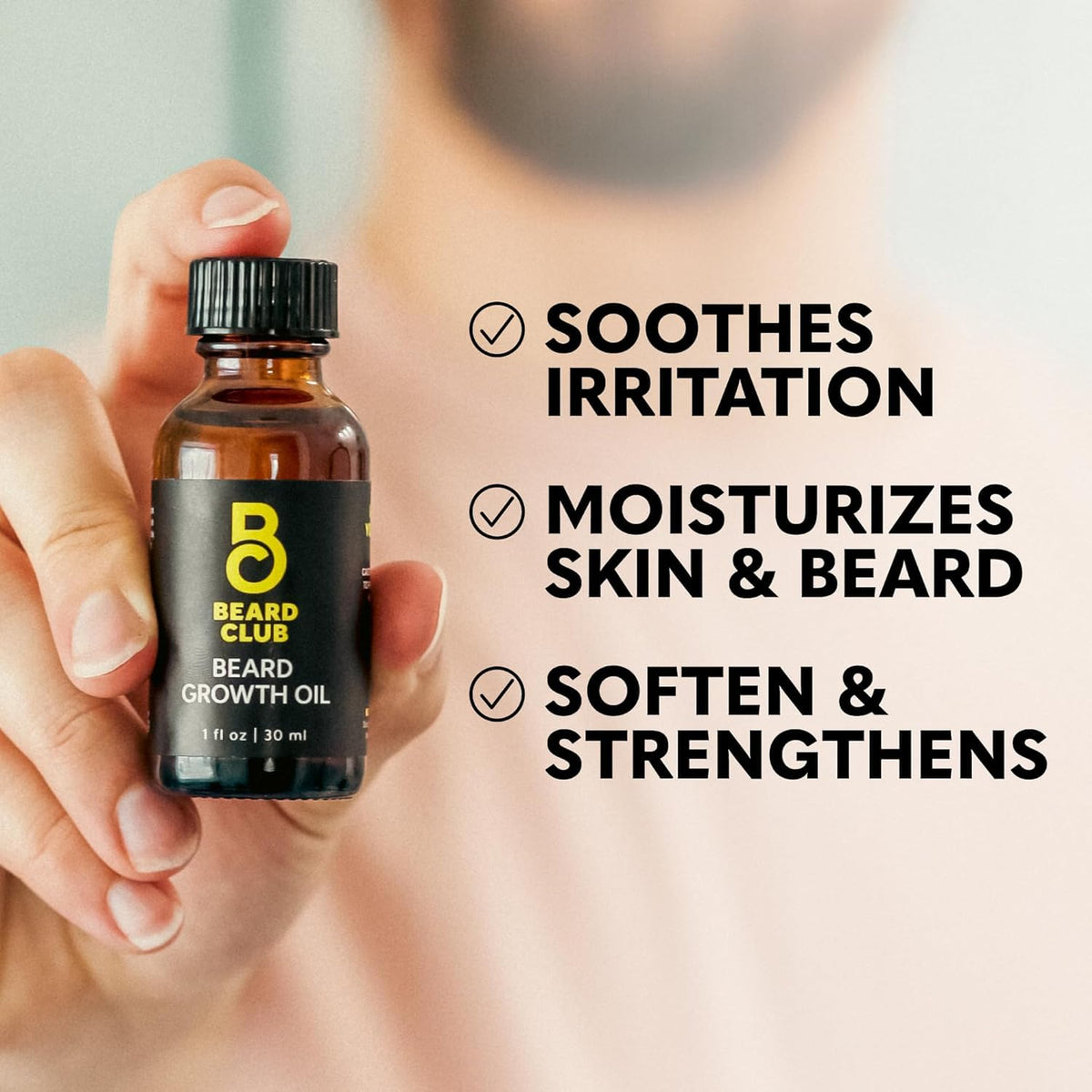 The Beard Club oil pour texture demonstrating lightweight absorbent finish