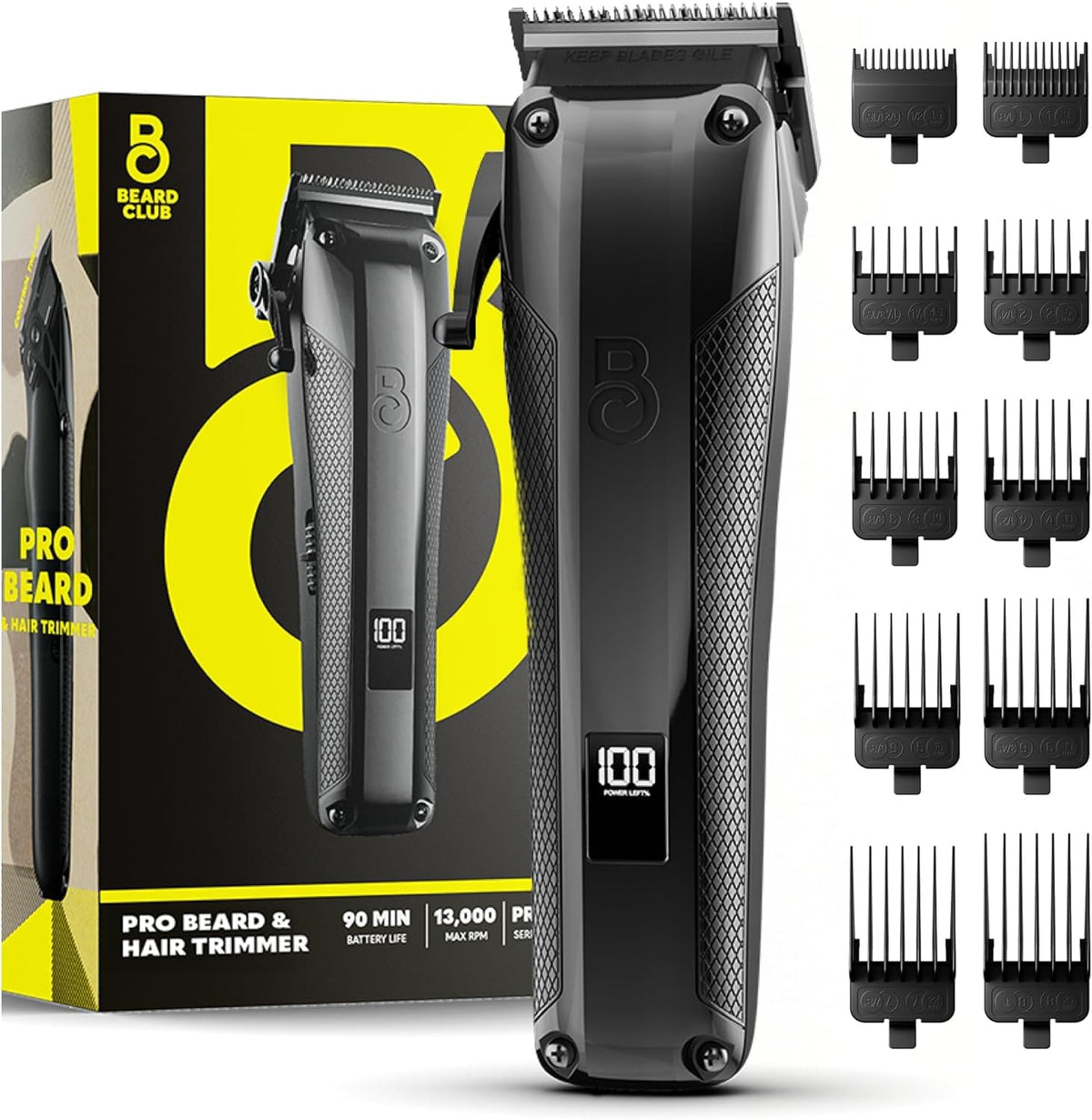 The Beard Club front view showing cordless trimmer and controls for easy handling
