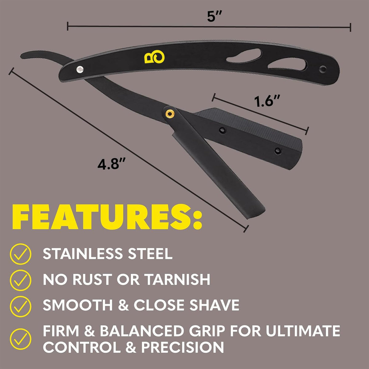 The Beard Club textured grip on handle for secure hold in wet conditions and accuracy