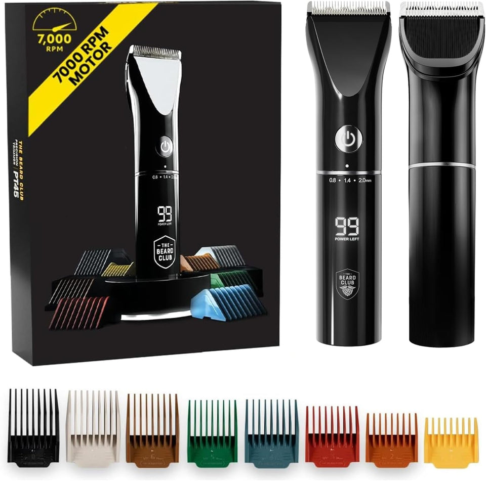 The Beard Club front view showing sleek cordless trimmer and controls for easy styling