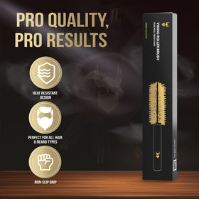The Beard Struggle brush in use with blow dryer for faster styling