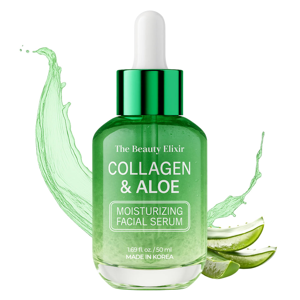 The Beauty Elixir bottle front showing label and elegant packaging benefit: clear product identity