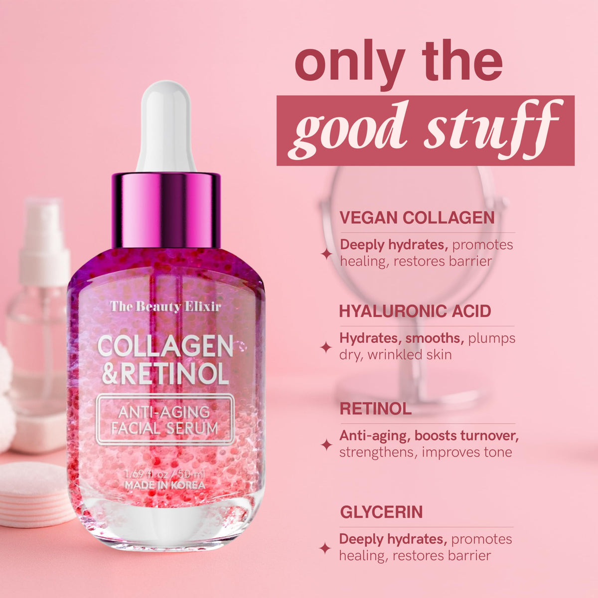 The Beauty Elixir bottle held in hand to show scale and convenient dropper use