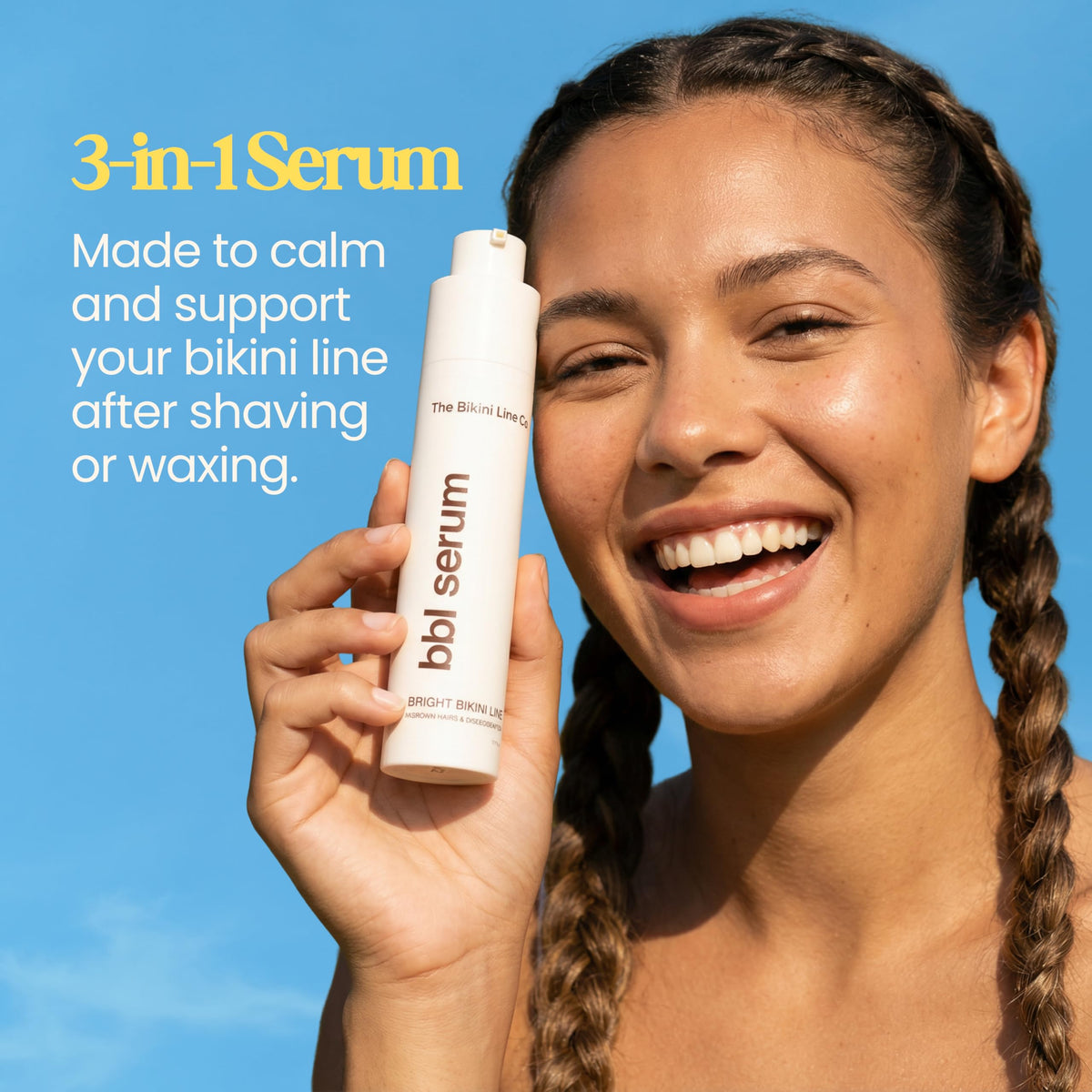 THE BIKINI LINE CO. dropper dispensing serum highlighting controlled application
