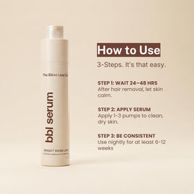 THE BIKINI LINE CO. serum on bathroom counter in lifestyle scene showing daily use