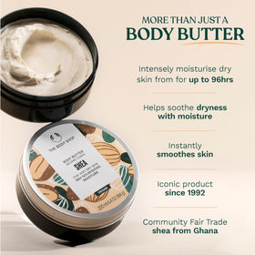 Applying The Body Shop body butter on forearm demonstrating fast absorption