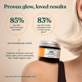 The Body Shop 50 ml jar beside common items for size reference