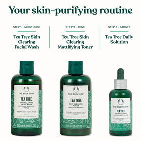 The Body Shop tea tree oil and farmers visual representing fair-trade sourcing benefits