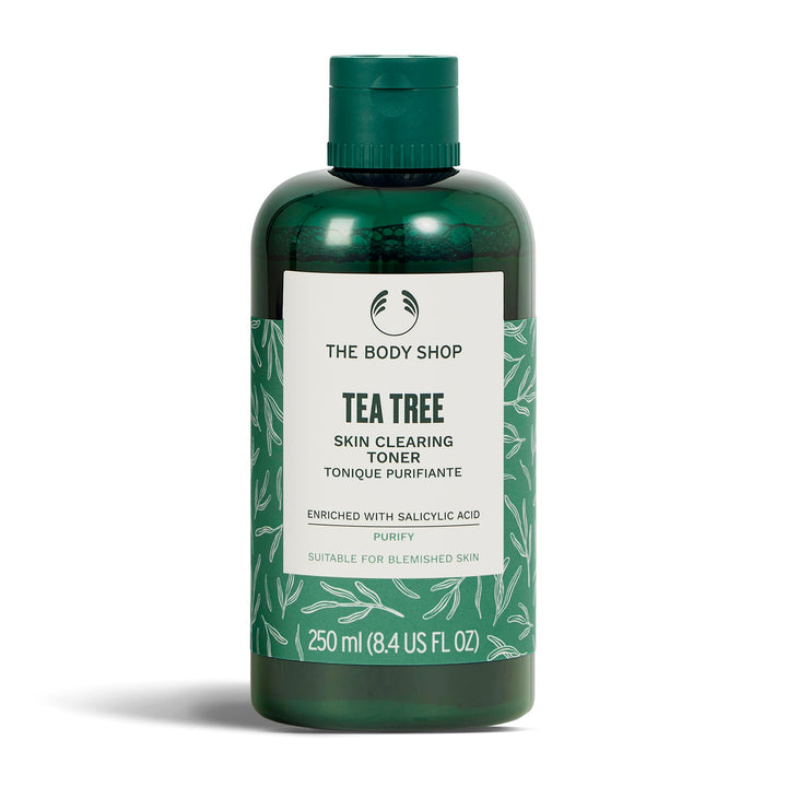 The Body Shop toner front packaging showing bottle and label, clarifies skin