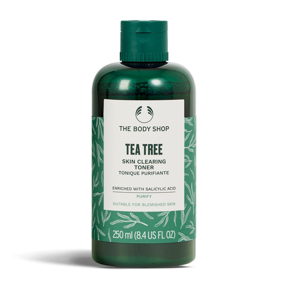 The Body Shop toner front packaging showing bottle and label, clarifies skin